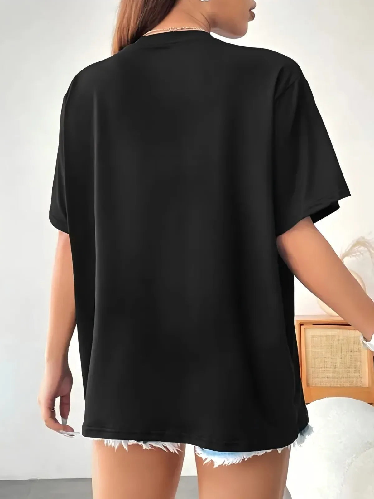 Women's Fashionable Pure Cotton Casual Round Neck Gigi Letter Printed Pattern T-shirt