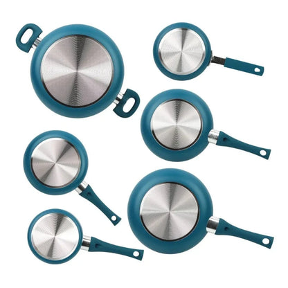 12 Piece Nonstick Aluminum Alloy Cookware Set, Blue Ohberri