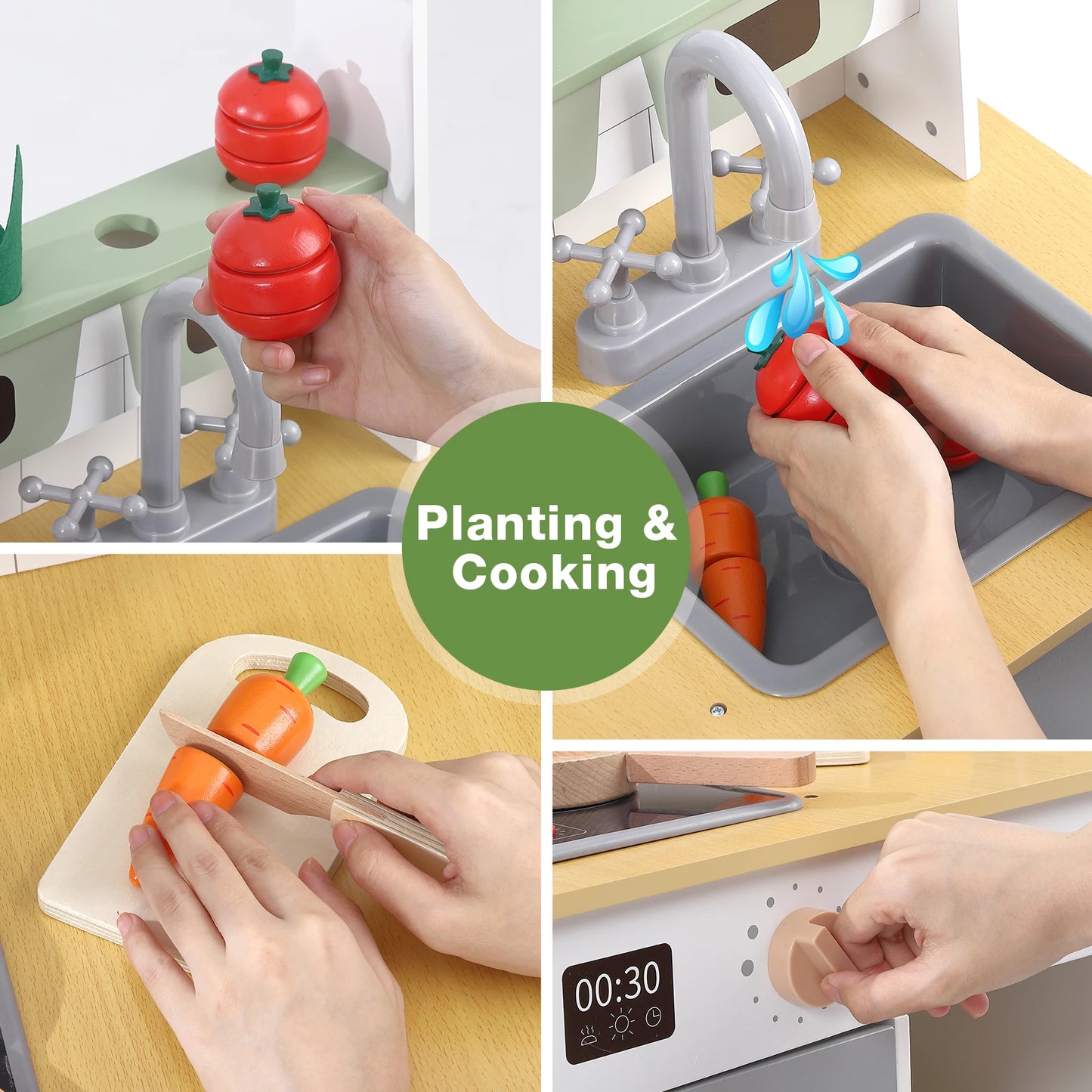 Children's Play Toys Simulated Kitchen Toys Wooden Vegetable Toys - Ohberri