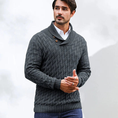 Men's Sweater Winter Shawl Collar Pullover Sweater Ohberri