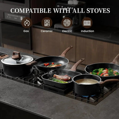 16Pcs Pots and Pans Set Nonstick Ceramic Cookware Sets Induction Ohberri
