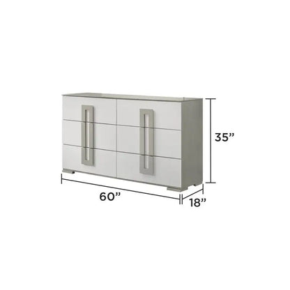 Contemporary 5-Pc King Bed Set with LED Headboard, Wood, White Finish - Ohberri