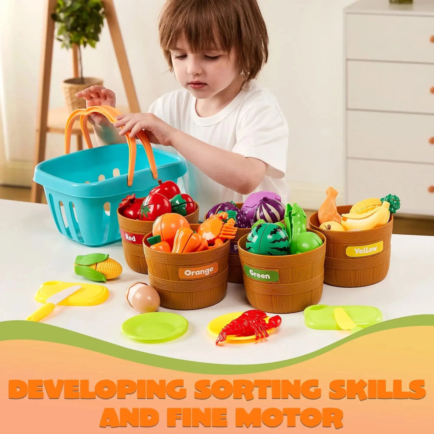 60 pcs Play Food Set for Kids Kitchen Ohberri