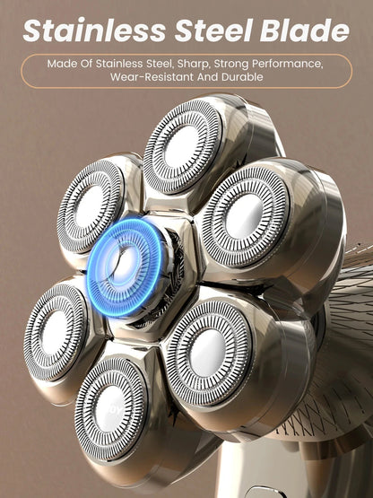 5 In 1 Electric Head Shaver for Bald Men 7D Cordless Razor with Hair Trimmer Multifunctional Ohberri