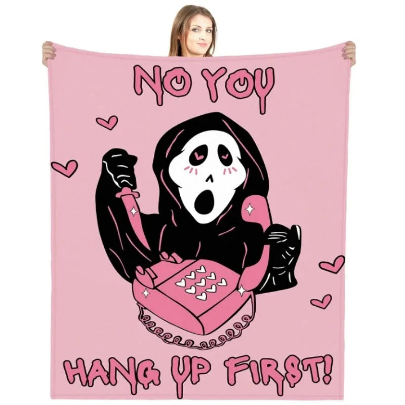 Pink horror ghost face blanket Ohberri