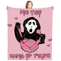 Pink horror ghost face blanket Ohberri