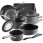 Cook + Create Hard Anodized Nonstick Cookware Pots and Pan Set 10 Piece Black Ohberri