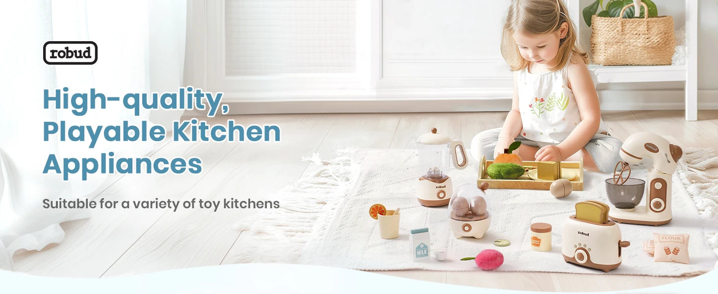 Wooden Toy Kitchen Set Play Kitchen Blender with Realistic Sounds - Ohberri
