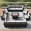 15 Piece Patio Furniture Set with Fire Pit Table, Outdoor Conversation Sets Wicker Rattan S Ohberri