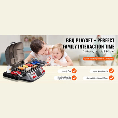 Kids BBQ Grill Toy Set with Pretend Smoke Sound Kitchen - Ohberri