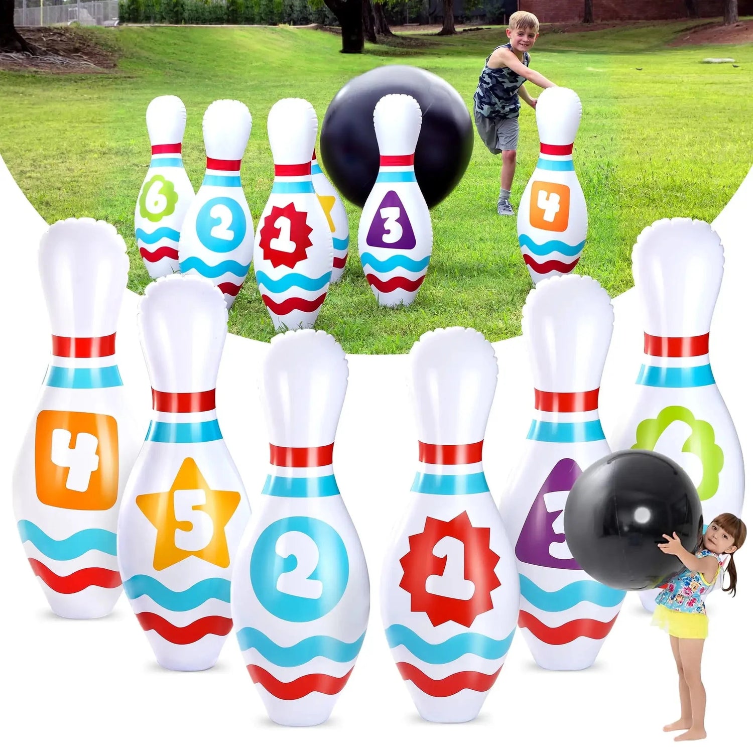 Giant Inflatable Bowling Set for Kids Ohberri