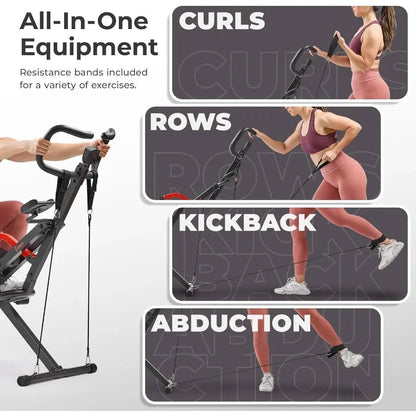 Row-N-Ride PRO, Full Body Combo Squat Machine w/Optional Resistance Band Ohberri