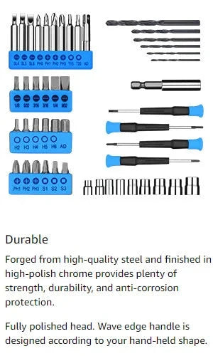 DEKO Drill Set: Tool Set with 8V Blue Cordless Drill 126 Piece Ohberri