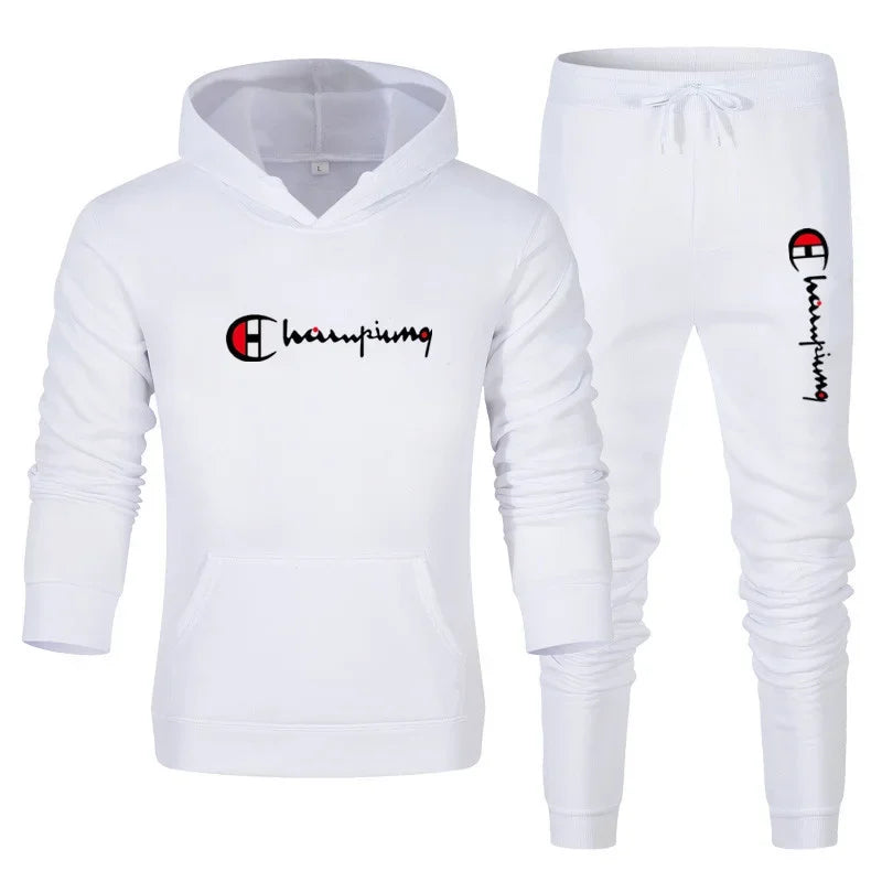 Men's Tracksuit Hooded Sweatshirt+Sweatpants 2 Pcs Sets Ohberri