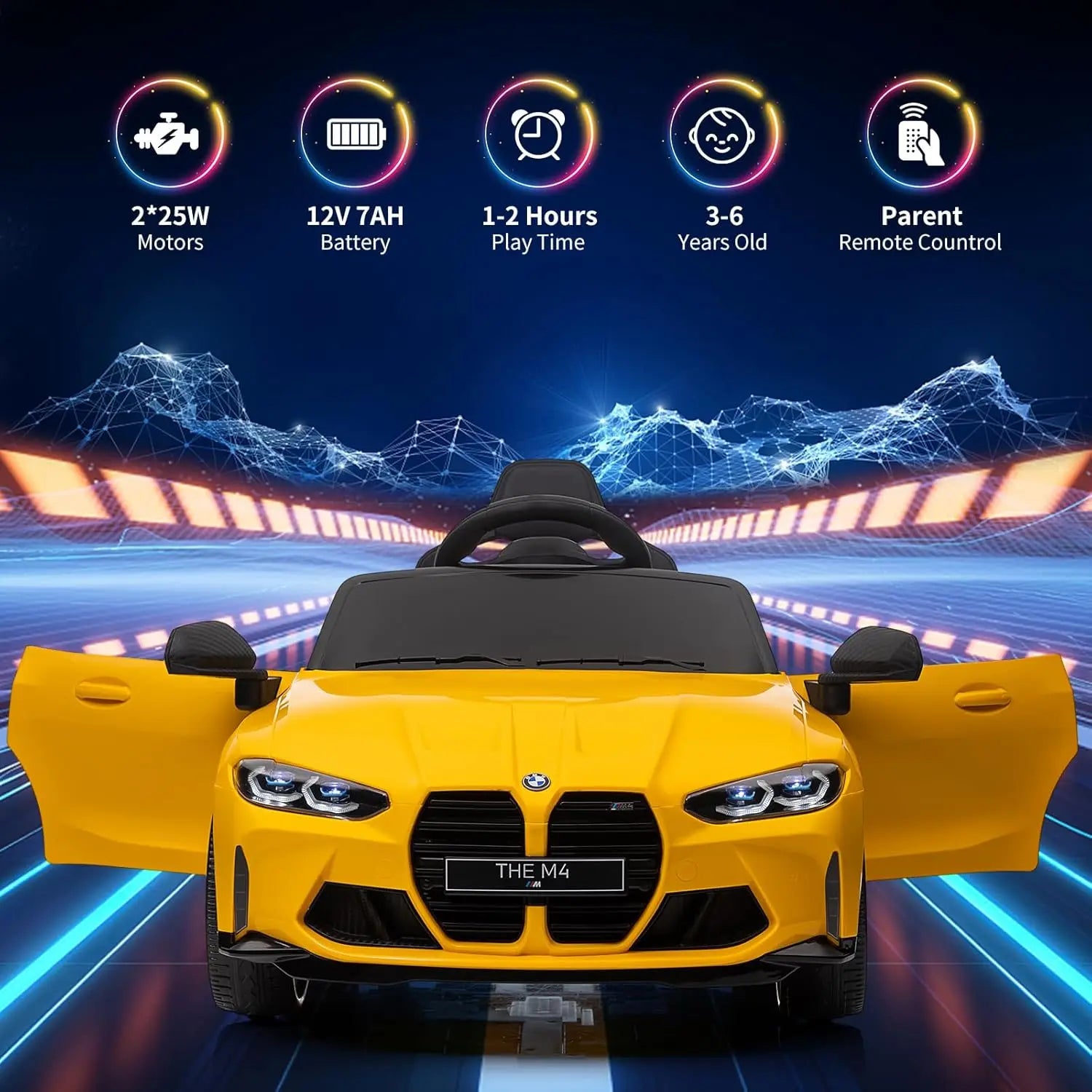 12V Ride On Car for Kids，Licensed M4 Battery Powered Vehicle Car With Remote Control - Ohberri