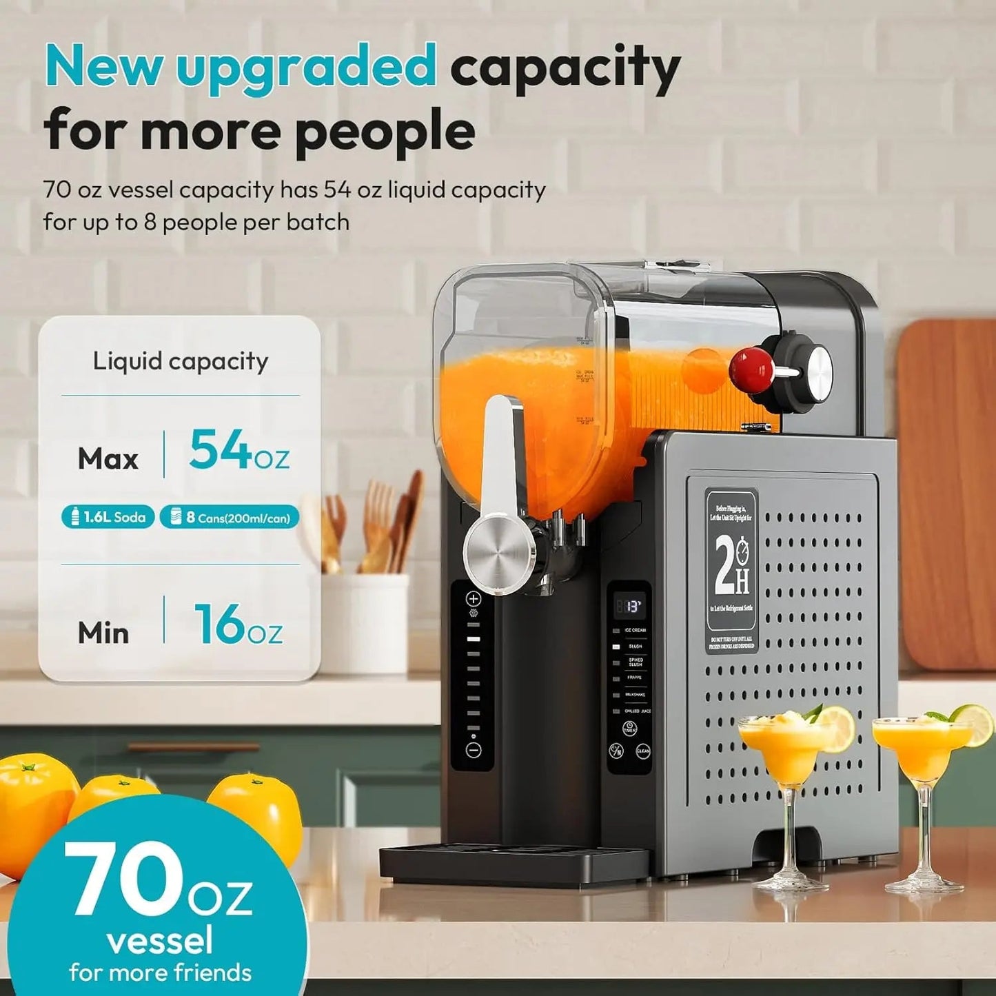 Slushy Machine for Home 70oz Slushie Machine No Ice Needed with 6 Preset Programs- Self-Cleaning Ohberri