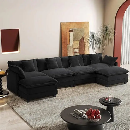 U-Shaped Sectional Sofa – 3-Seater Modern Deep Seat - Ohberri
