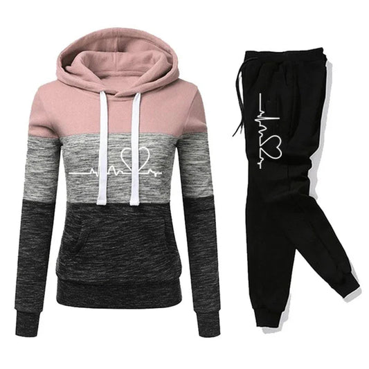 Women Tracksuit Printing Hooded Sweatshirt Sweatpant Ohberri
