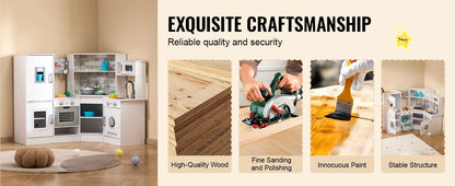 Corner Wooden Play Kitchen Set with Lights & Sounds - Ohberri