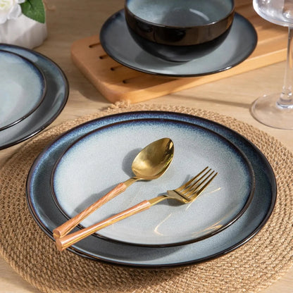 Ceramic Dinnerware Sets for 4,Stoneware Coupe Plates and Bowls Sets,Highly Chip and Crack Resistant Ohberri