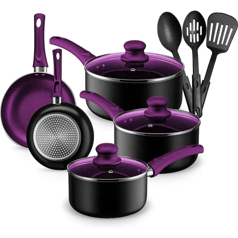 Pots And Pans Set Kitchen Cookware Sets Nonstick Aluminum Cooking Essentials 11 Pieces Ohberri