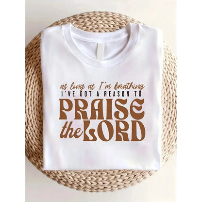 Christian T-shirt Round Neck Casual with Inspiring "Praise The Lord" Ohberri