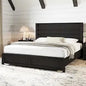Farmhouse King Size Bed Frame with 49" Fluted Headboard, Wood Platform Bed - Ohberri
