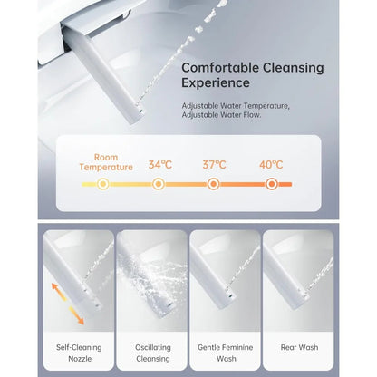 Smart Toilet with Auto Open & Close Lid and Seat,Warm Water and Dry,Heated Seat,Foot Sensor Ohberri