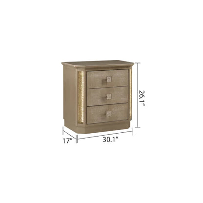 Queen 5PC Bedroom set Made with Wood in Gold - Ohberri