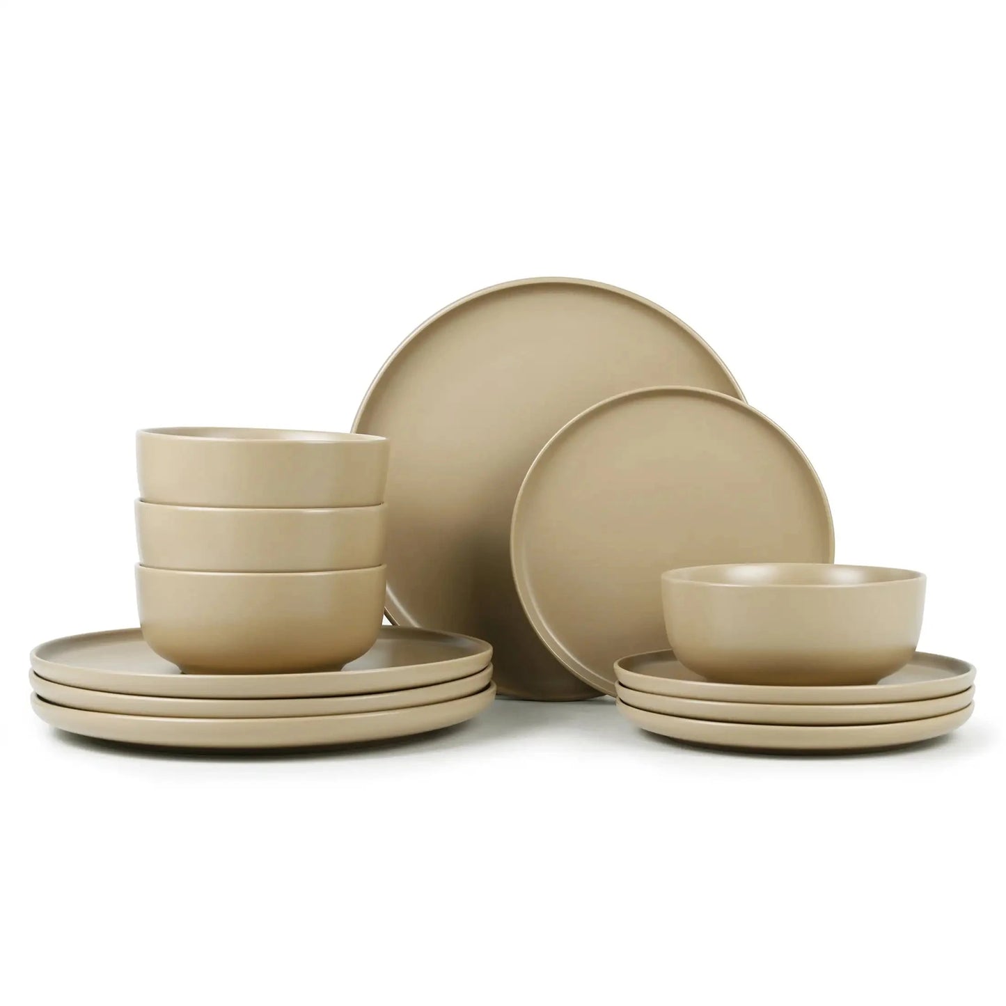 Simple and versatile, matte 12-piece earthenware dinnerware set Ohberri
