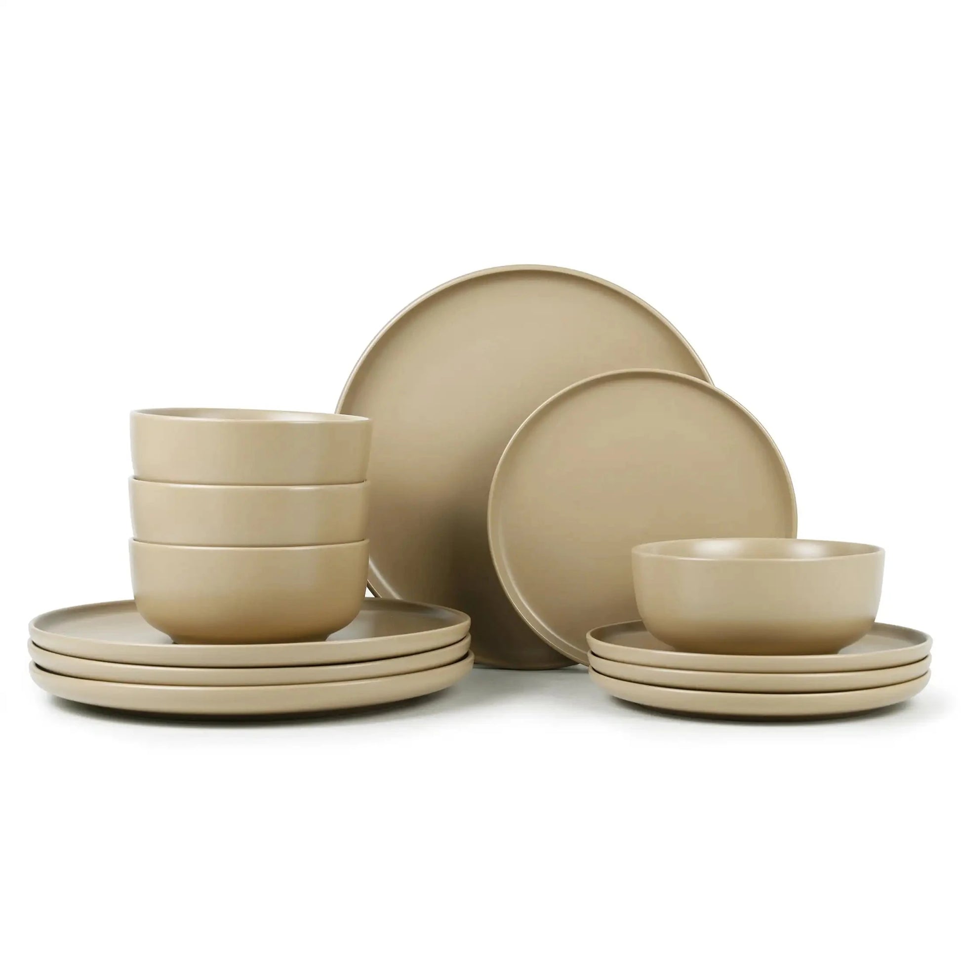 Simple and versatile, matte 12-piece earthenware dinnerware set Ohberri