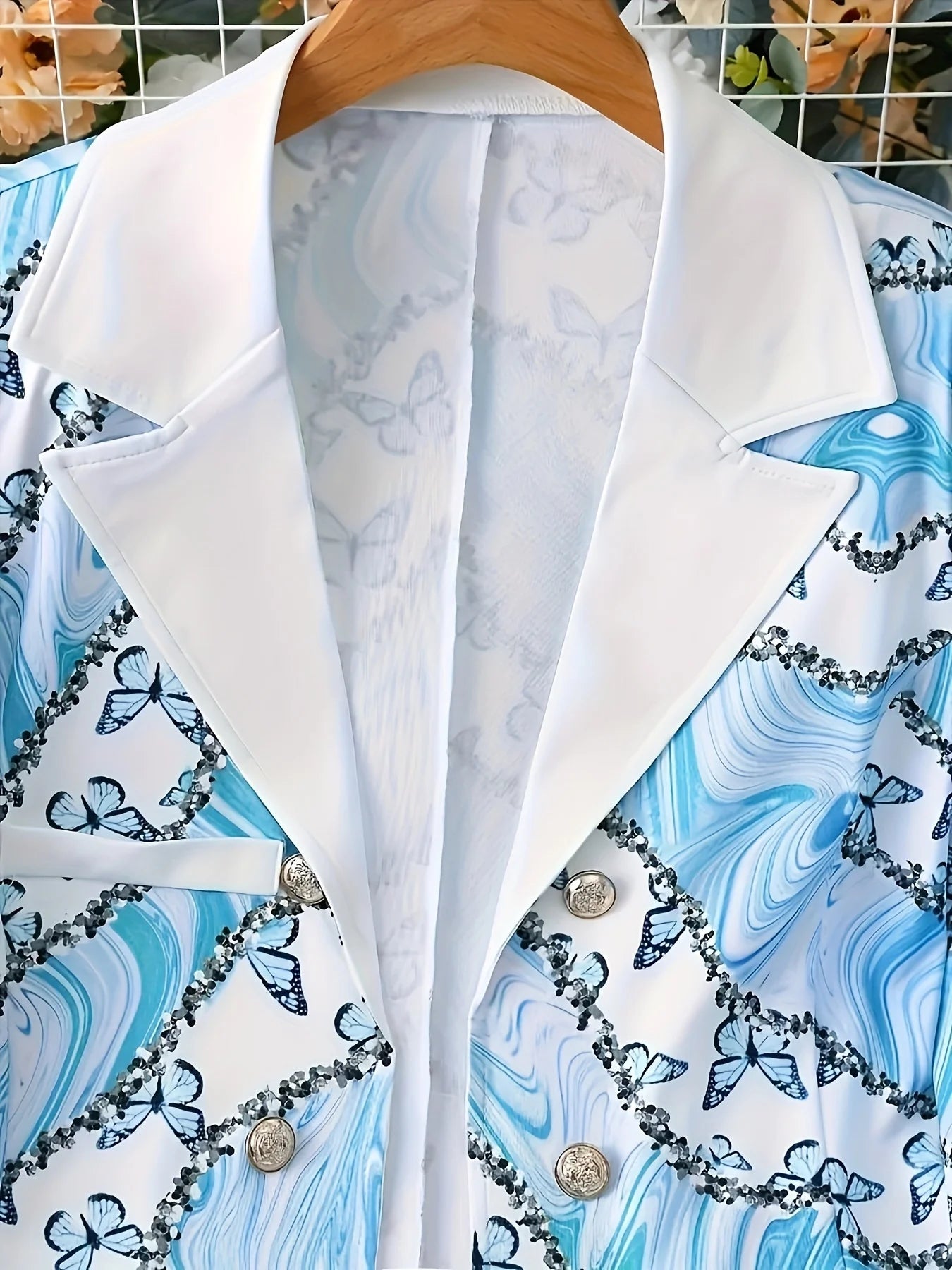 Elegant Butterfly Print Two-Piece Set Ohberri