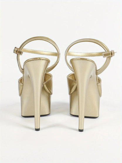 Leather Slim High-heel- Khaki Color Ohberri