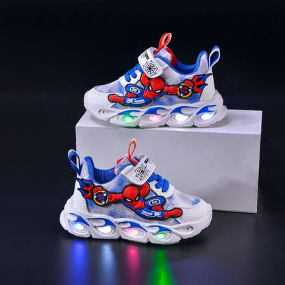 Disney Fashion Spiderman Baby Boys Sneakers Spring/autumn Children's Shoes Lighted Sneaker Trendy Kids Boy Sports Casual Shoes Ohberri