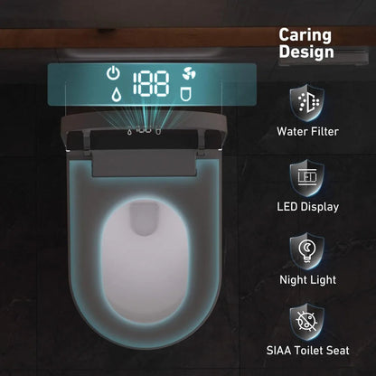 Smart Toilet with Bidet Built in, ADA Height Toilet bidet with Foam Shield, tankless Toilet Ohberri