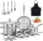 Stainless Steel Cookware Set, 16-Piece Pots and Pans Set Non Toxic Ohberri