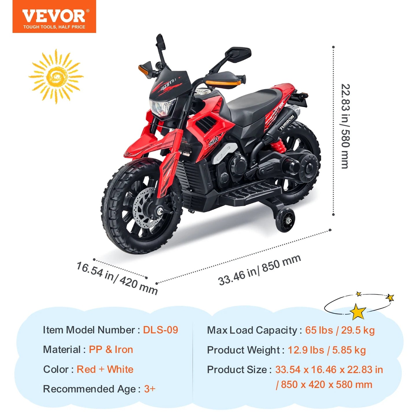 6/12V Children's Electric Car Kids Ride On Motorcycle with Detachable Wheel Headlight Ohberri