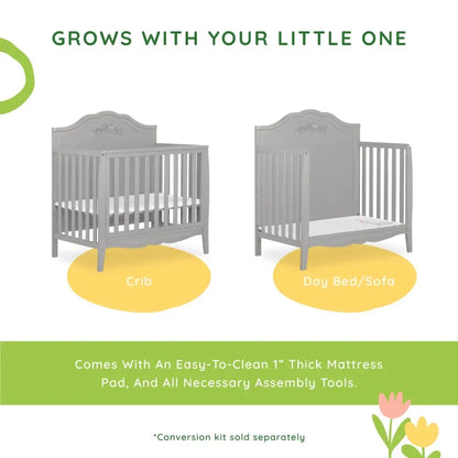 4-in-1 Convertible Mini Crib in Platinum - Ohberri