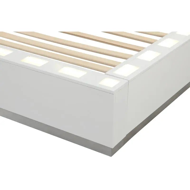 5-Pc LED Bedroom Set in Milky White Wood Finish - Ohberri