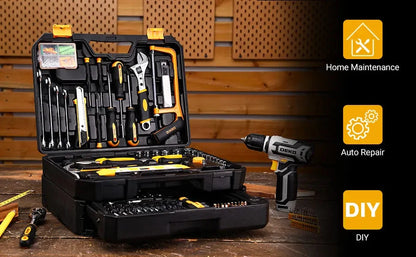 DEKO Mechanic Toolbox with 12V Power Cordless Drill Hand Repair Tools Sets Ohberri