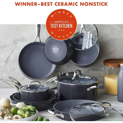 16-Piece Ceramic Nonstick Cookware Set - Induction Compatible Ohberri