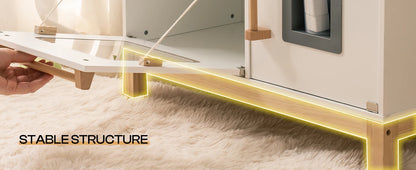 Wooden Play Kitchen with Real Lights Sounds Ice Cube Dispenser -White - Ohberri