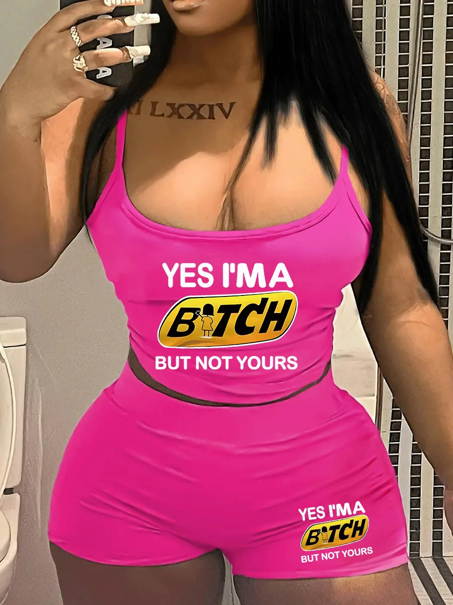 Sexy Spaghetti Strap Crop Tops And Short 2 Piece Sets Woman Outfit Ohberri