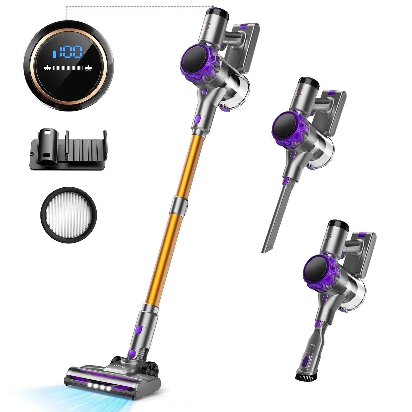 Cordless Vacuum Cleaner 55Mins Running Time with Touchscreen Ohberri