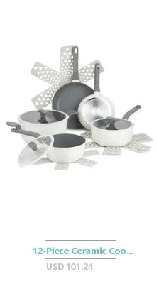 18-Piece Stainless Steel Nonstick Cookware Set Gray Tempered Glass Lids Ohberri