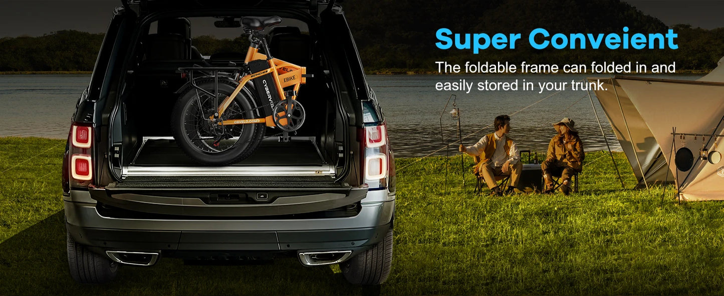 1000W Folding Electric Bike, 48V 20AH 30+MPH, 80 Miles Max Range, 20" Tire - Ohberri