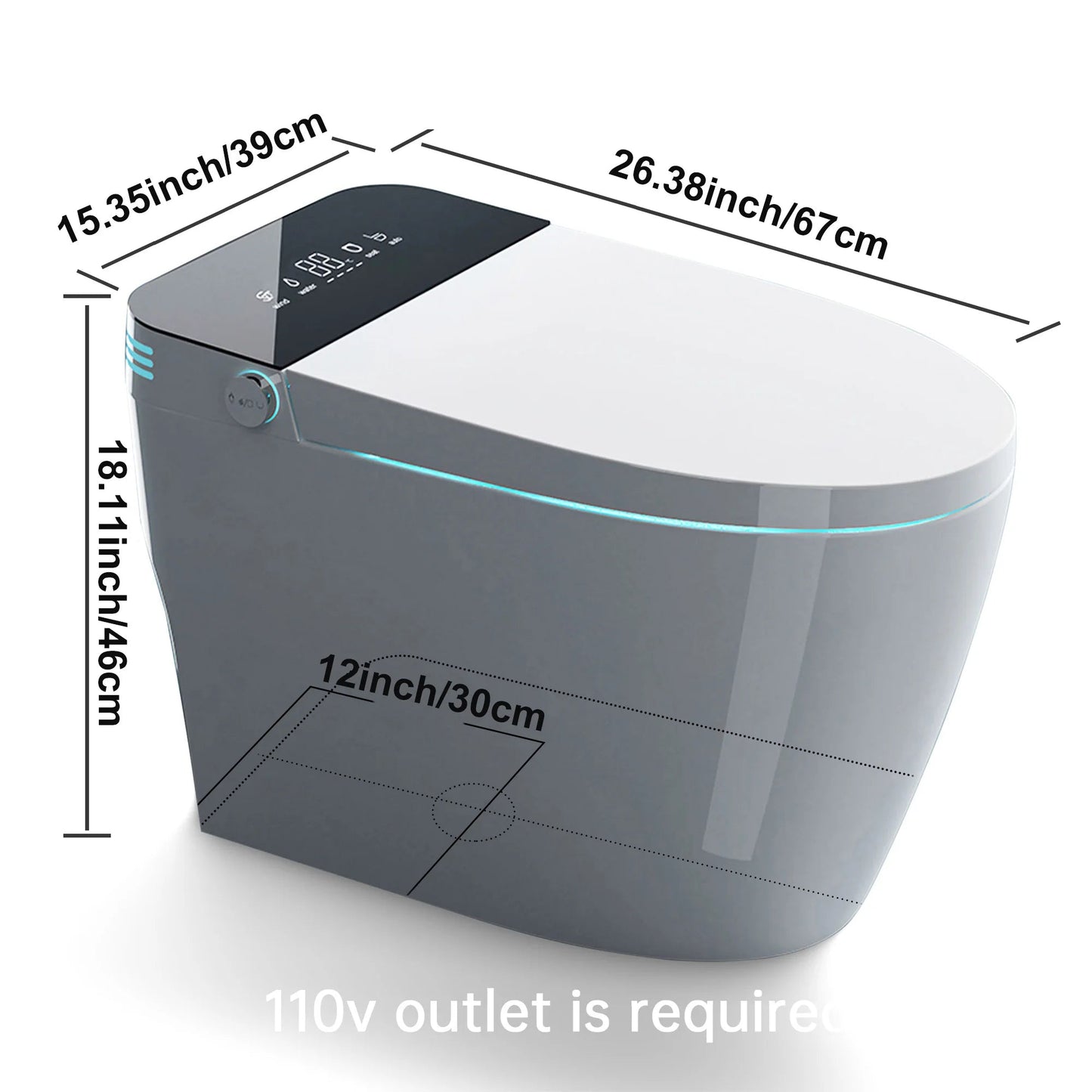 Smart Toilet with Heated Bidet Seat, toilet with bidet built in, AUTO Open/Close Lid Ohberri