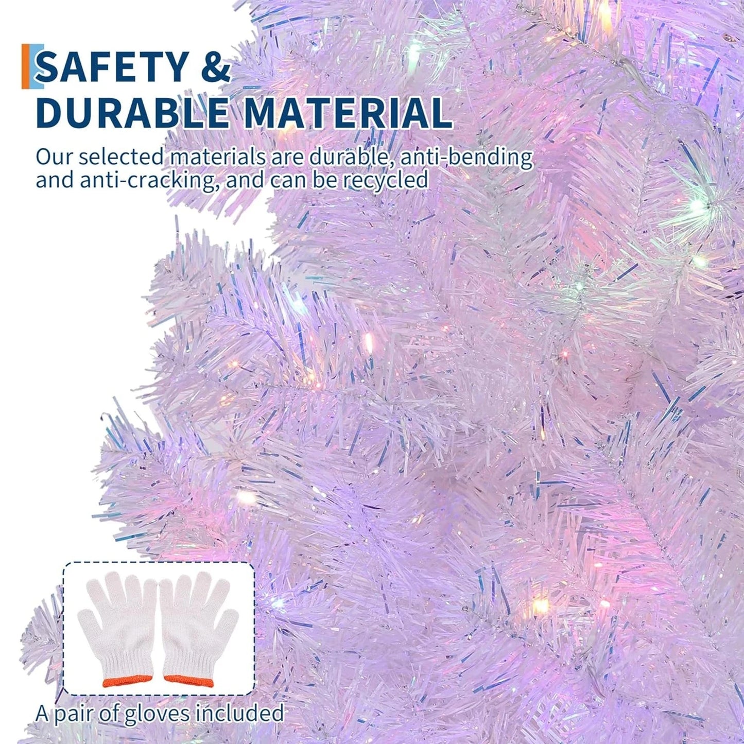 4.5/6/7.5/9Ft Prelit Christmas Tree Rose Gold Tinsel Christmas Tree With Warm White Led Lights Sparkle Ohberri