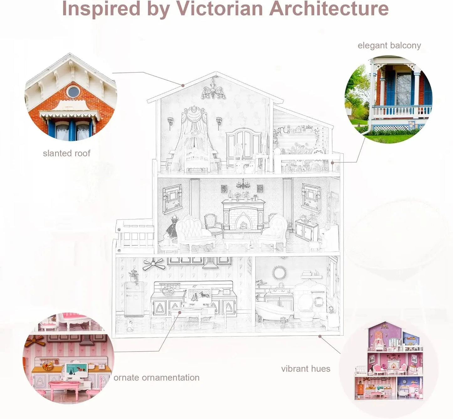 Victoria Wooden Dollhouse Ohberri