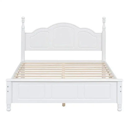 Full Size Wooden Platform Bed with 2 Nightstands, White 3-Piece Bedroom Set - Ohberri